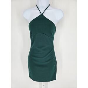 Olia Womens Sz S Mini Dress Dark Green Halter